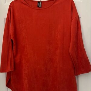 Ravel Orange 3/4 Sleeve Crew Neck Blouse